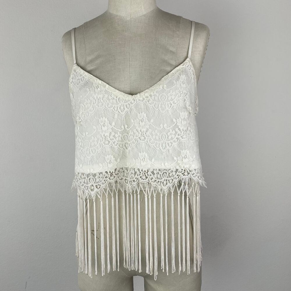 Fringed Lace Crop Top, Size S